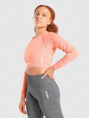 Gymshark Adapt Marl Seamless Long Sleeve Crop Top M